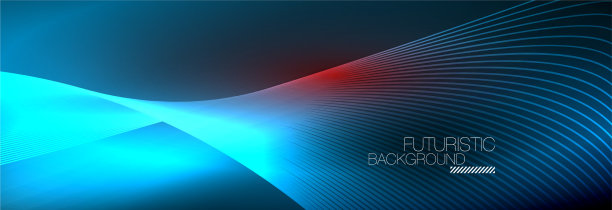 抽象的霓虹灯在黑暗中发出波浪般的光图片下载