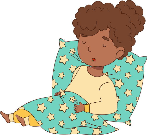 小女孩甜甜地睡在柔软的枕头下面图片下载