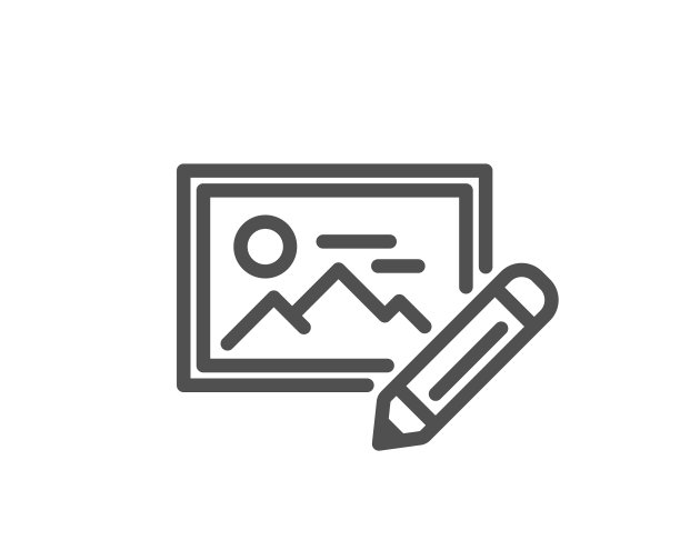 照片编辑线图标图像缩略图与铅笔图片下载