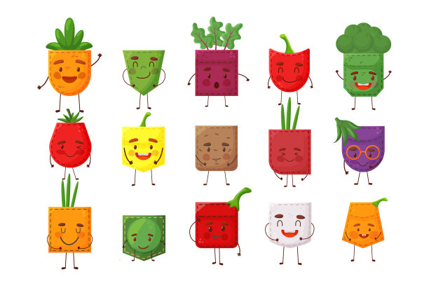 设置蔬菜形状的补丁口袋图片下载