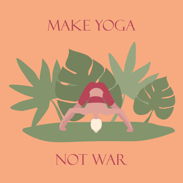 女孩在做瑜伽，背景是绿色图片下载