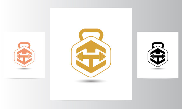 字母t健身标志哑铃图标符号图片下载