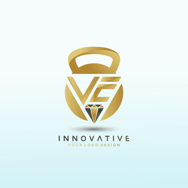 字母ve健身标志与钻石图标符号图片下载