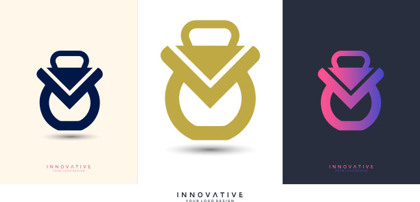 字母v健身标志哑铃图标符号图片下载