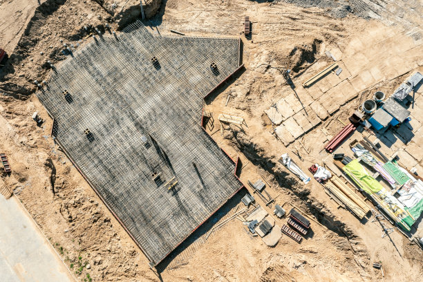 全钢筋混凝土预制楼板的俯视图。无人驾驶飞机的照片图片下载