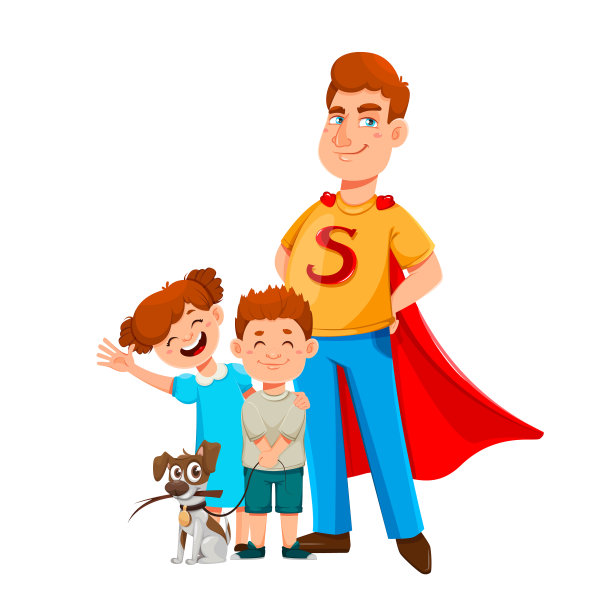 父亲节贺卡爸爸带孩子快乐图片下载