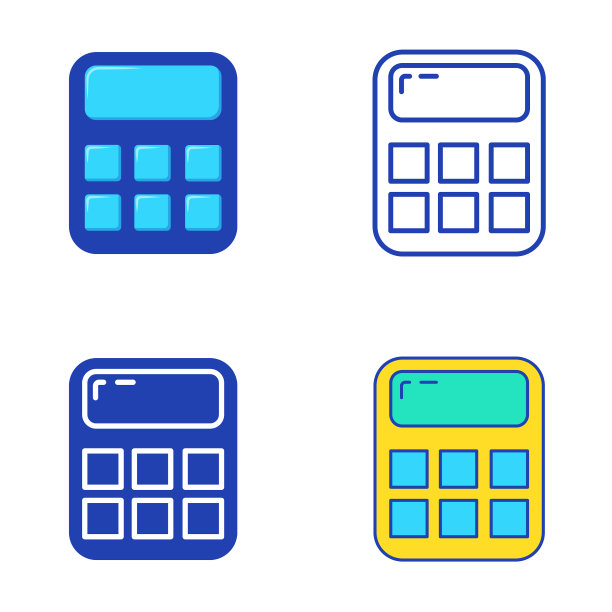 计算器图标设置在平和线风格图片下载