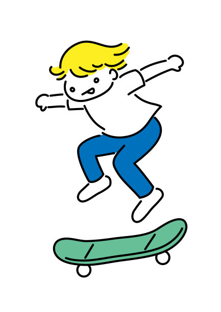 一个男孩在滑板上跳的简单插图图片下载