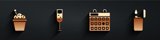 设置蛋糕玻璃香槟生日日历图片下载