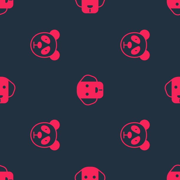 设置可爱的熊猫脸和狗的无缝模式图片下载