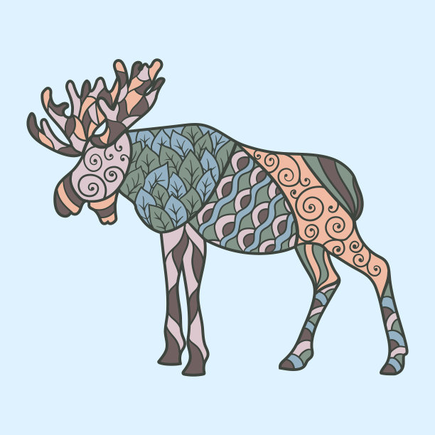 森林麋鹿与抽象图案zenart图片下载