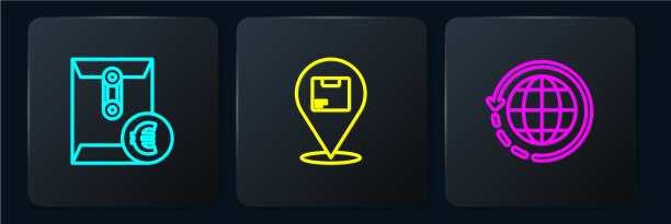 在全球范围内设置带有欧元符号的线信封图片下载