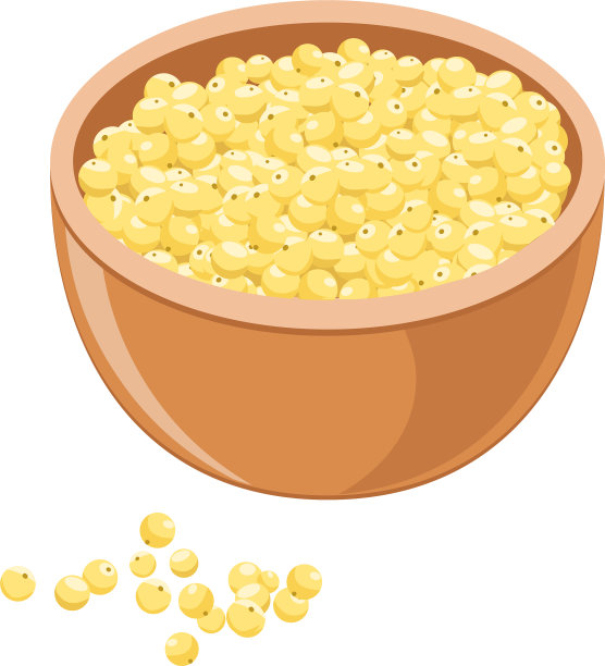 黄谷子在棕色碗中孤立于白色图片下载