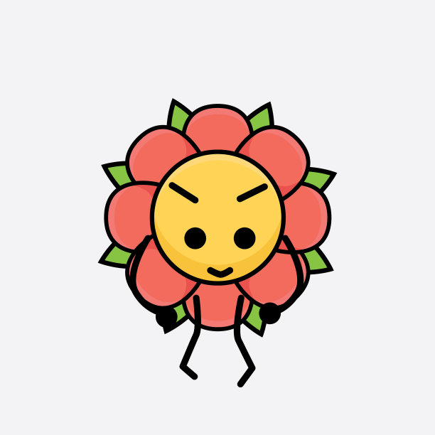 花朵可爱的性格，有着简单的脸和手图片下载