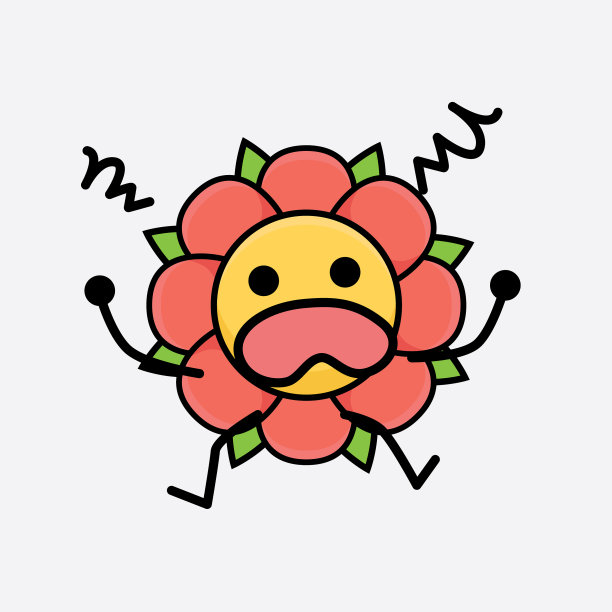 花朵可爱的性格，有着简单的脸和手图片下载