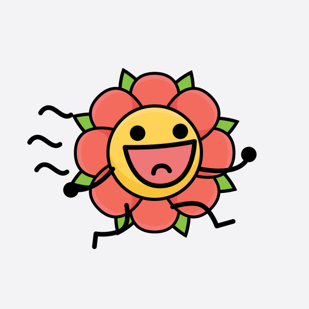 花朵可爱的性格，有着简单的脸和手图片下载
