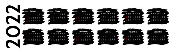 白底的2022年水平日历图片下载