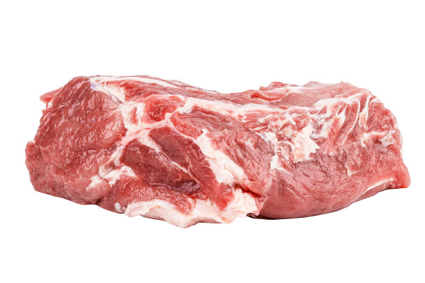 新鲜生猪肉分离在白色背景。猪肩臀肉切出来图片下载