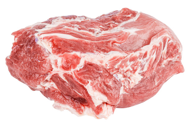 新鲜生猪肉分离在白色背景。猪肩臀肉切出来图片下载