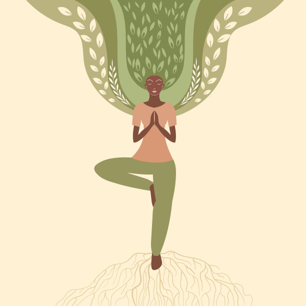 瑜伽女人和树图片下载