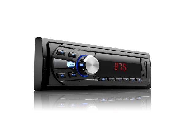 黑色汽车收音机的四分之三视图图片下载