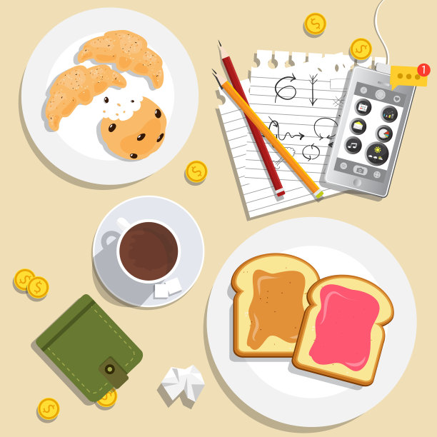 早餐上桌，早上好，概念图片下载