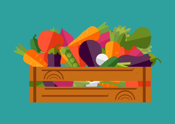 将新鲜蔬菜放在木盒中收获图片下载