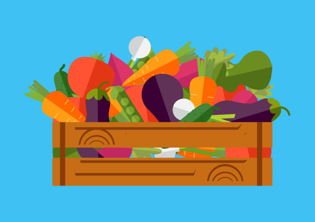将新鲜蔬菜放在木盒中收获图片下载