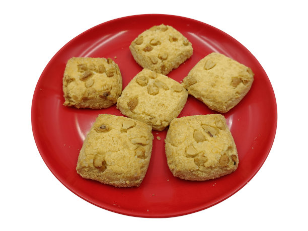 自制的白色背景混合坚果饼干图片下载