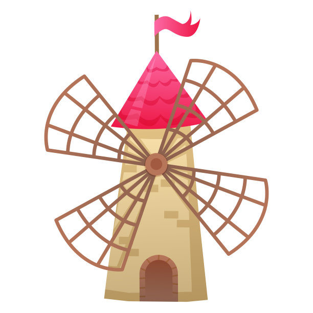 磨坊在白色背景上。卡通风格图片下载