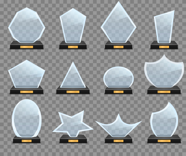 写实玻璃奖杯奖，金奖优胜者奖图片下载