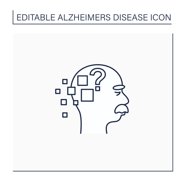 阿尔茨海默病线图标图片下载