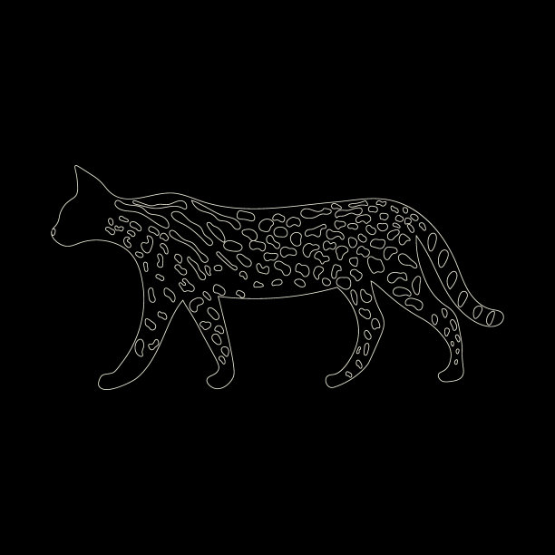 天竺豹或猎豹是一种奇异的动物，黑色背景上的金色。向量野猫完美的室内海报，明信片，社交媒体和更多。线的艺术图片下载
