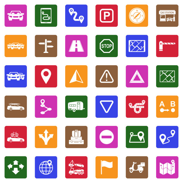 公路旅行图标。广场白色平面设计。矢量插图。图片下载