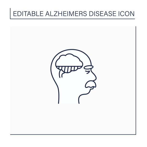 轻度阿尔茨海默病线图标图片下载