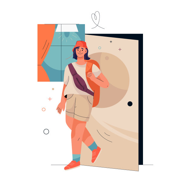 女人走进敞开的门，回到家中图片下载