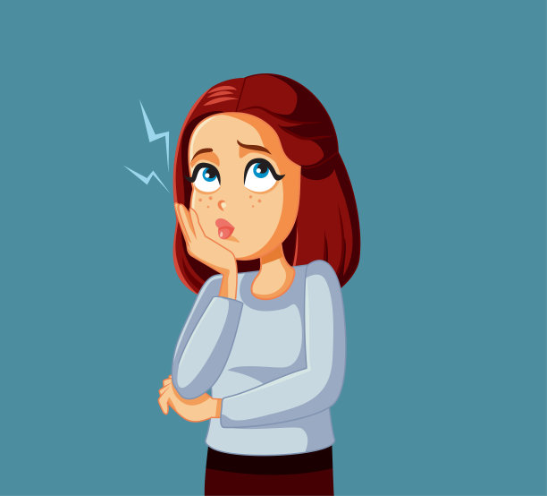 悲伤的女人感到牙痛和头痛图片下载