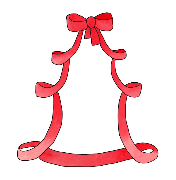 用红丝带做成的圣诞树的抽象形象图片下载