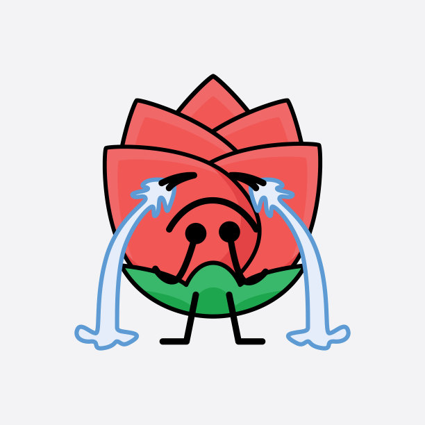 花朵可爱的性格，有着简单的脸和手图片下载