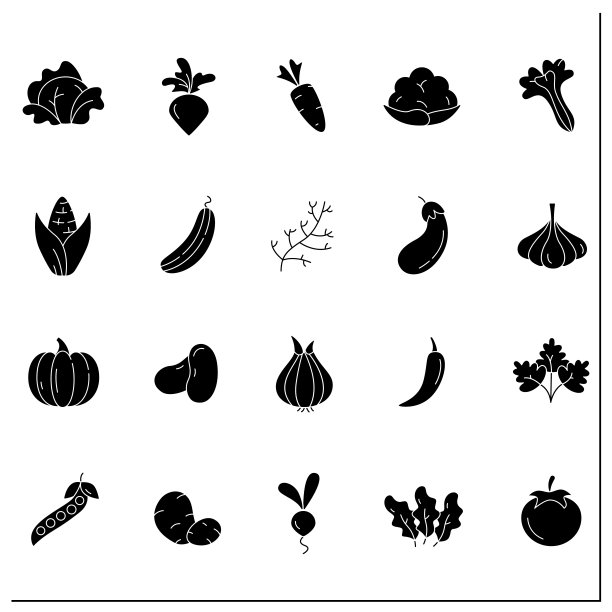 蔬菜字形图标集图片下载