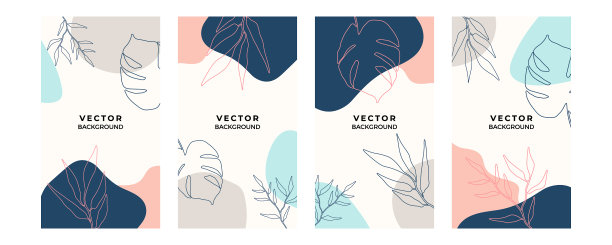 设置抽象的花叶艺术线图片下载