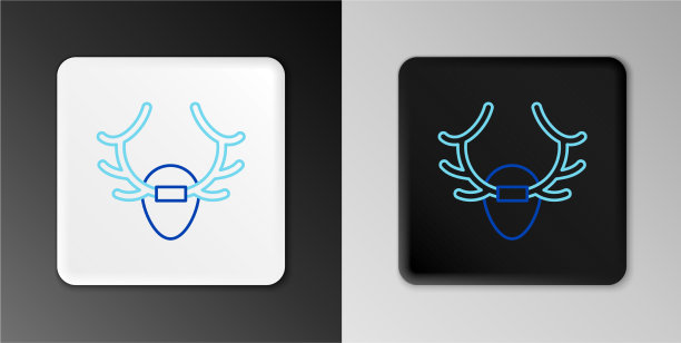 线鹿角盾图标孤立在灰色图片下载