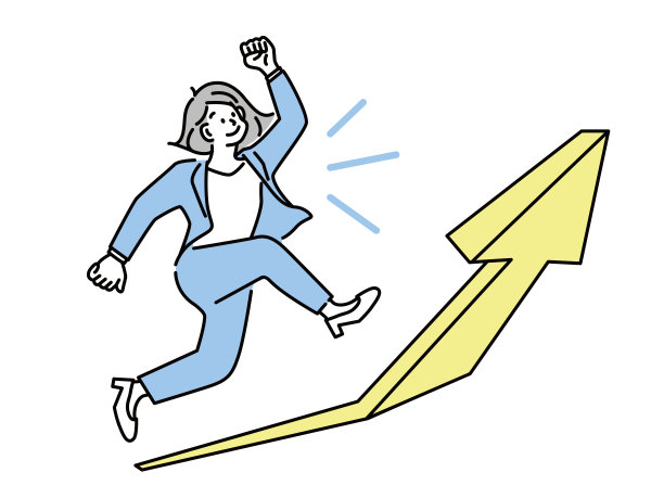 一个男性商人的图解，表现了上升，动机，飞跃，野心，晋升，动力，努力，热情图片下载