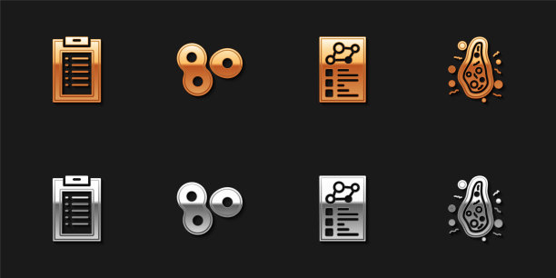 设置临床记录，细胞分裂，细菌图标。向量图片下载