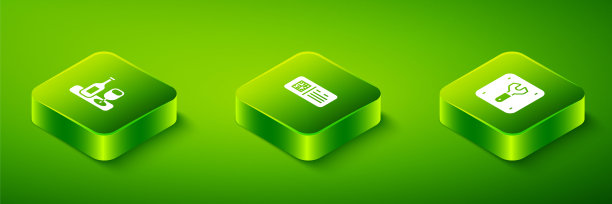 设置等距二维码火车票，铁路维修，玻璃瓶图标。向量图片下载