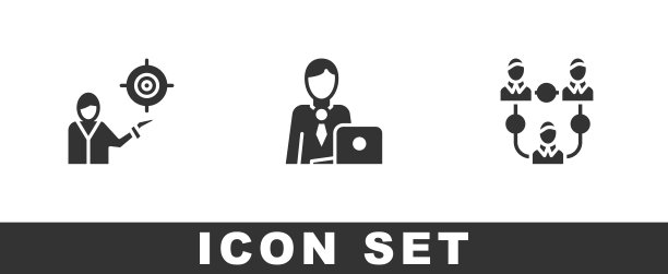 制定营销目标策略，商人和项目团队图标。向量图片下载
