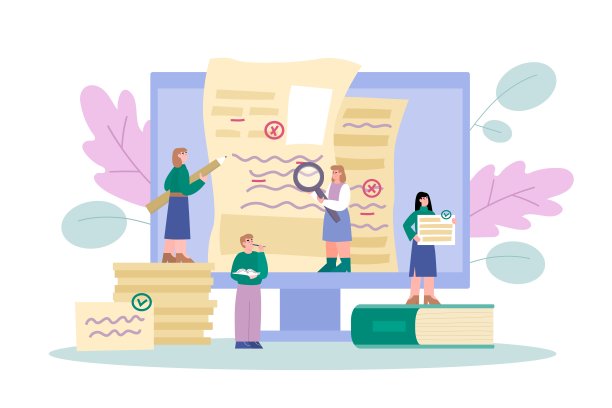 团队的编辑和文案工作的文本，平面矢量插图孤立。图片下载