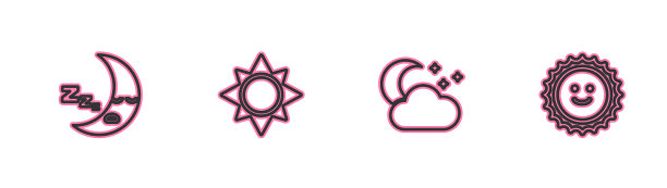 集线月亮图标云与月亮和星星太阳图片下载