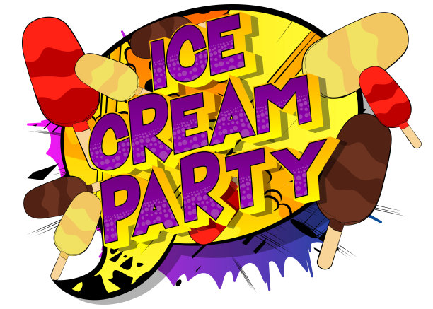 以漫画书为背景的冰淇淋派对文本。图片下载