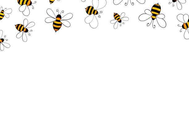 卡通可爱的蜜蜂吉祥物。空桌子上的快乐蜜蜂。小黄蜂。向量的性格。昆虫图标。假日模板设计邀请，卡片，墙纸，学校，幼儿园。本空间图片下载